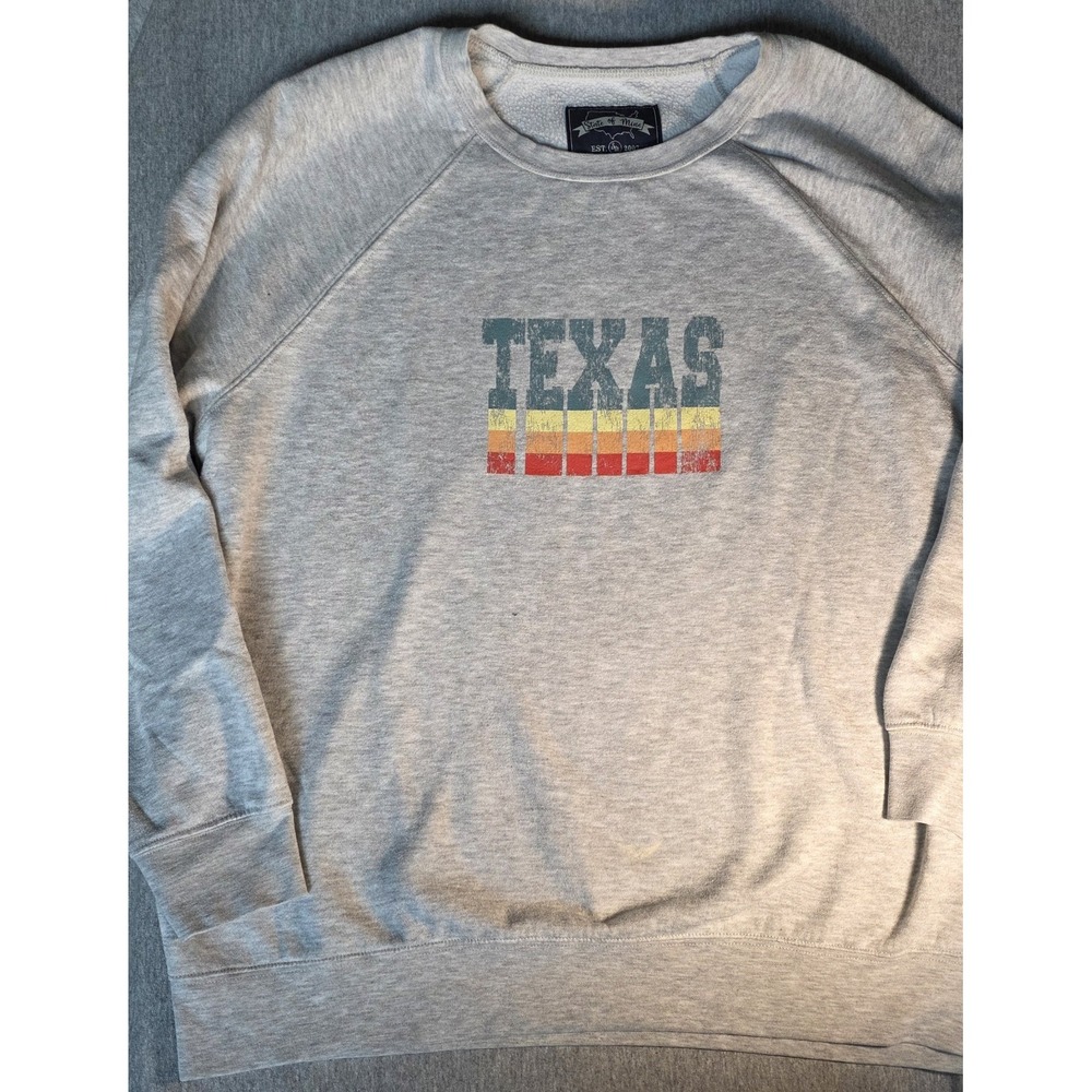 State of Mine Gray long sleeve ThumbHole Texas printed Sweatshirt Est2007 Sz L
